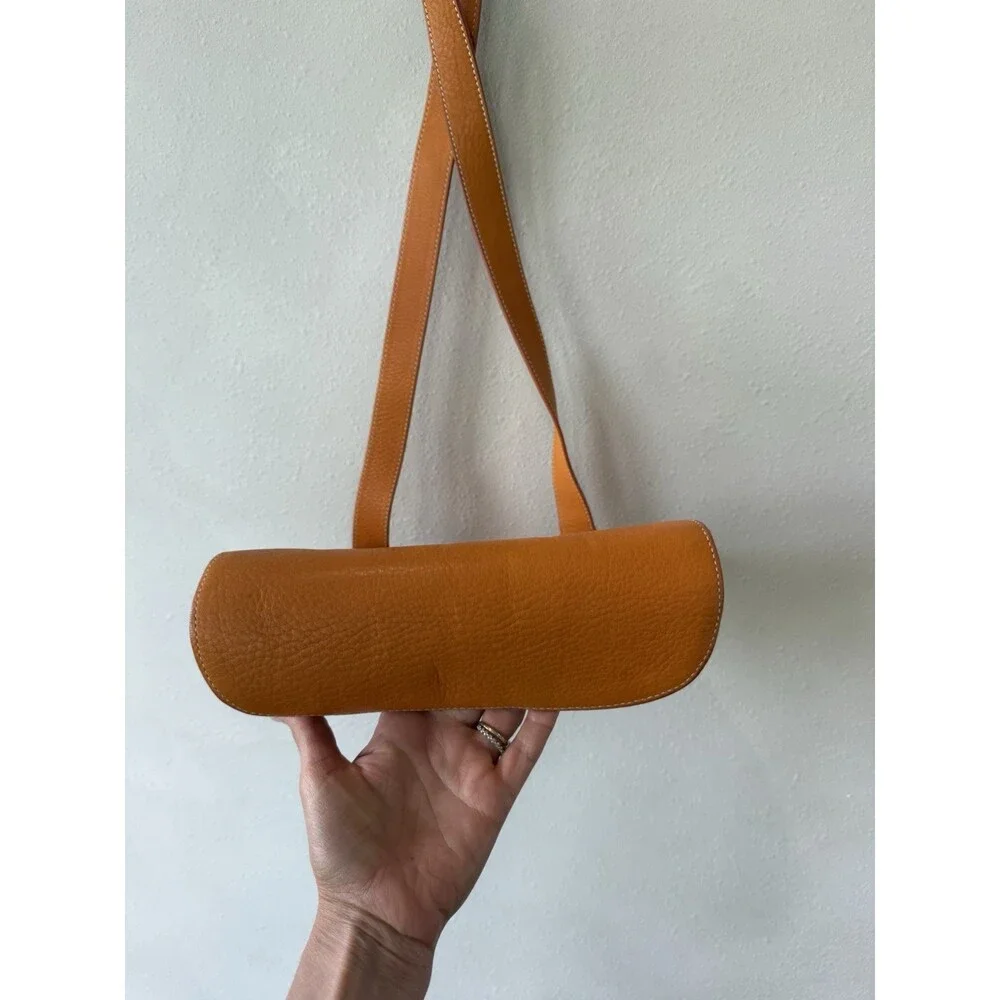 Leoncini Leather Orange Leather Hand Bag Crossbody Italy Purse